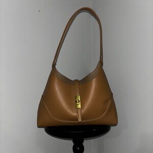 Brown Faux Leather Shoulder Bag